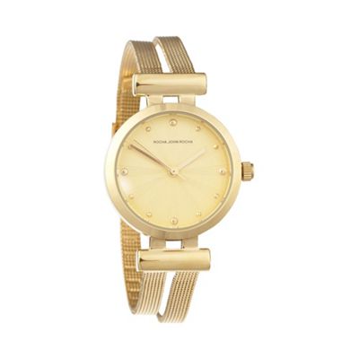 Ladies gold meshed strap watch